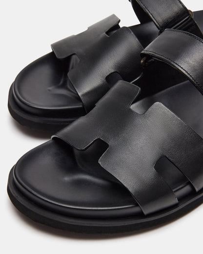 MAIVEN Black Leather Men's Fisherman Sandal | Steve Madden
