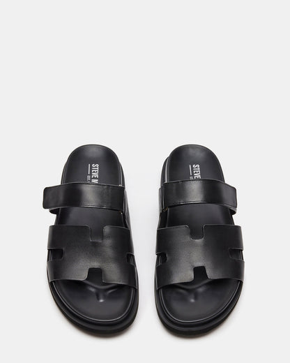 MAIVEN Black Leather Men's Fisherman Sandal | Steve Madden