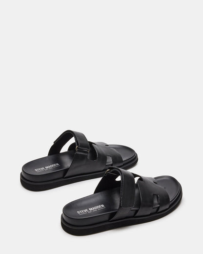 MAIVEN Black Leather Men's Fisherman Sandal | Steve Madden