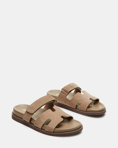 MAIVEN Taupe Suede Men's Fisherman Sandal | Steve Madden