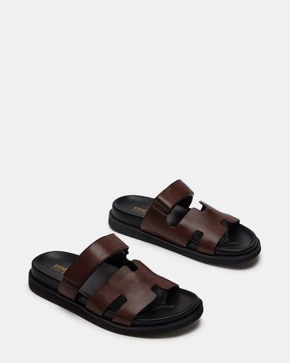 MAIVEN Brown Leather Men's Fisherman Sandal | Steve Madden