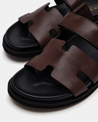 MAIVEN Brown Leather Men's Fisherman Sandal | Steve Madden