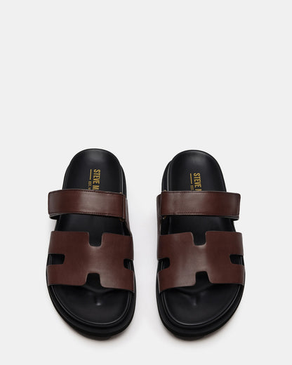 MAIVEN Brown Leather Men's Fisherman Sandal | Steve Madden