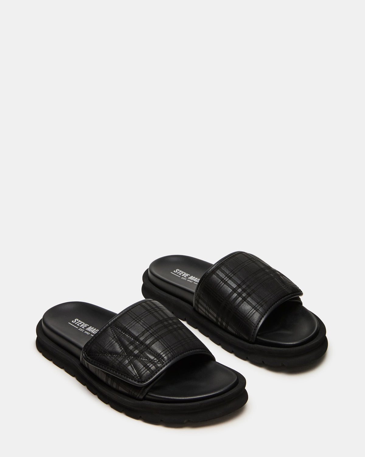 REESE Black Slide Footbed Rounded-Toe Men's Sandal | Steve Madden