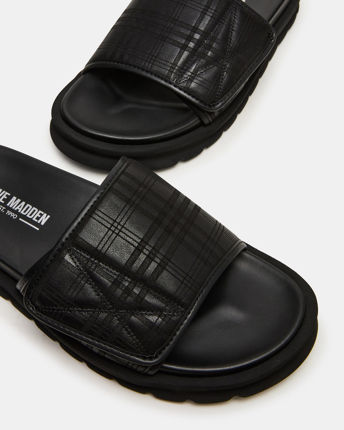 REESE Black Slide Footbed Rounded-Toe Men's Sandal | Steve Madden