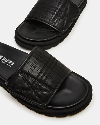 REESE Black Slide Footbed Rounded-Toe Men's Sandal | Steve Madden
