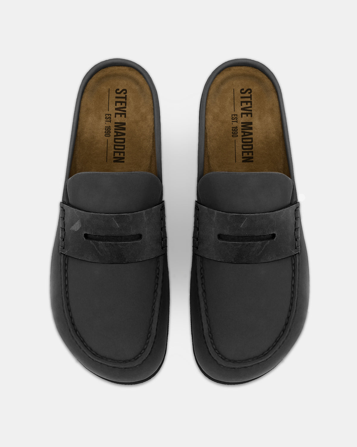 WYATT Black Leather Slip-On Clog Men's Casual | Steve Madden