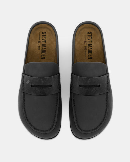 WYATT Black Leather Slip-On Clog Men's Casual | Steve Madden