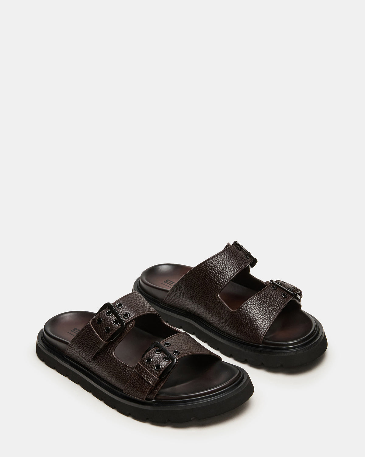 LUXOR Dark Brown Slide Footbed Men's Sandal | Steve Madden