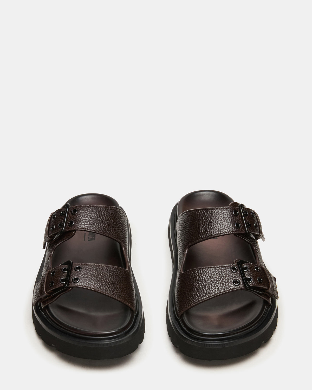LUXOR Dark Brown Slide Footbed Men's Sandal | Steve Madden