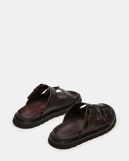 LUXOR Dark Brown Slide Footbed Men's Sandal | Steve Madden
