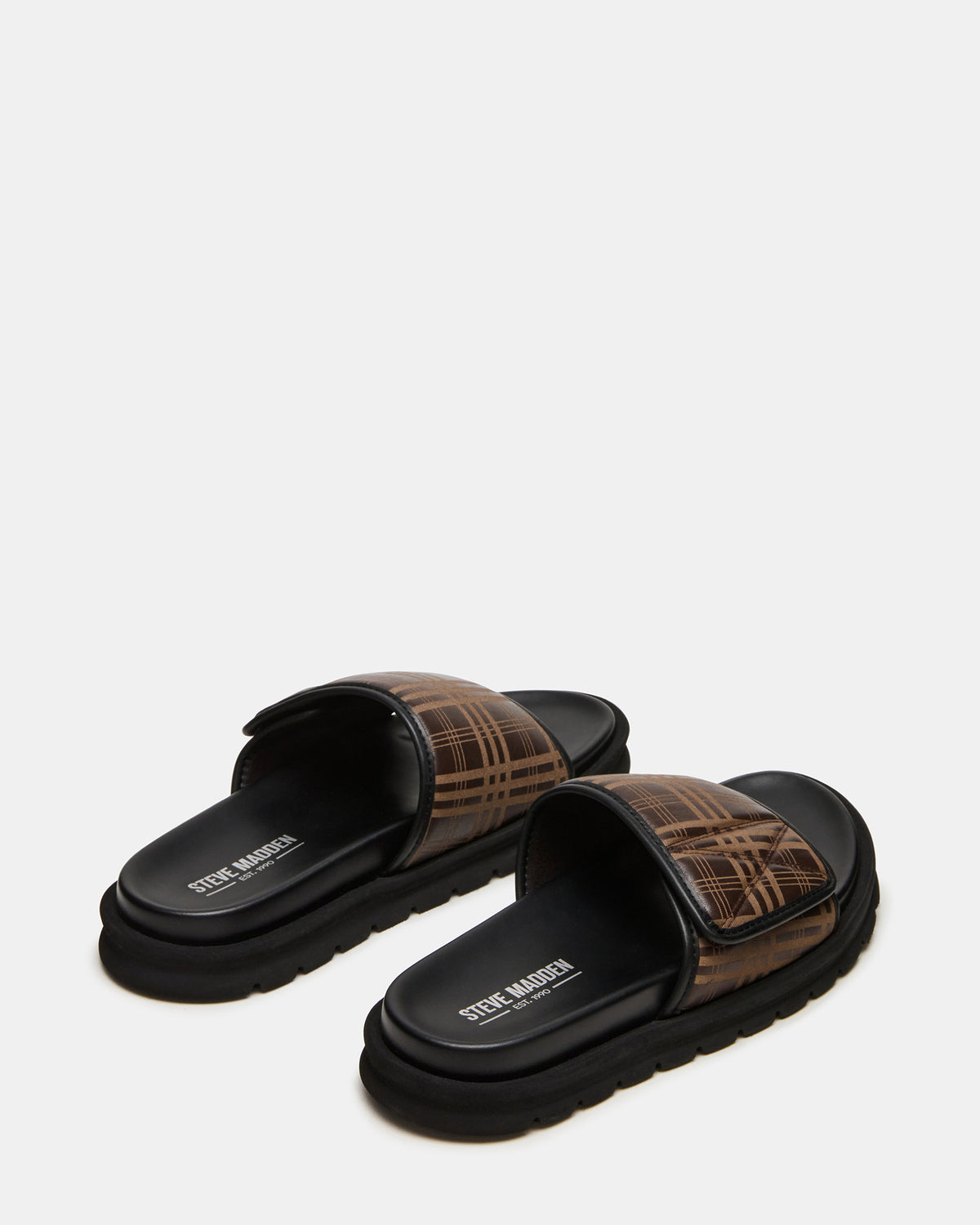 REESE Brown Slide Footbed Rounded-Toe Men's Sandal | Steve Madden