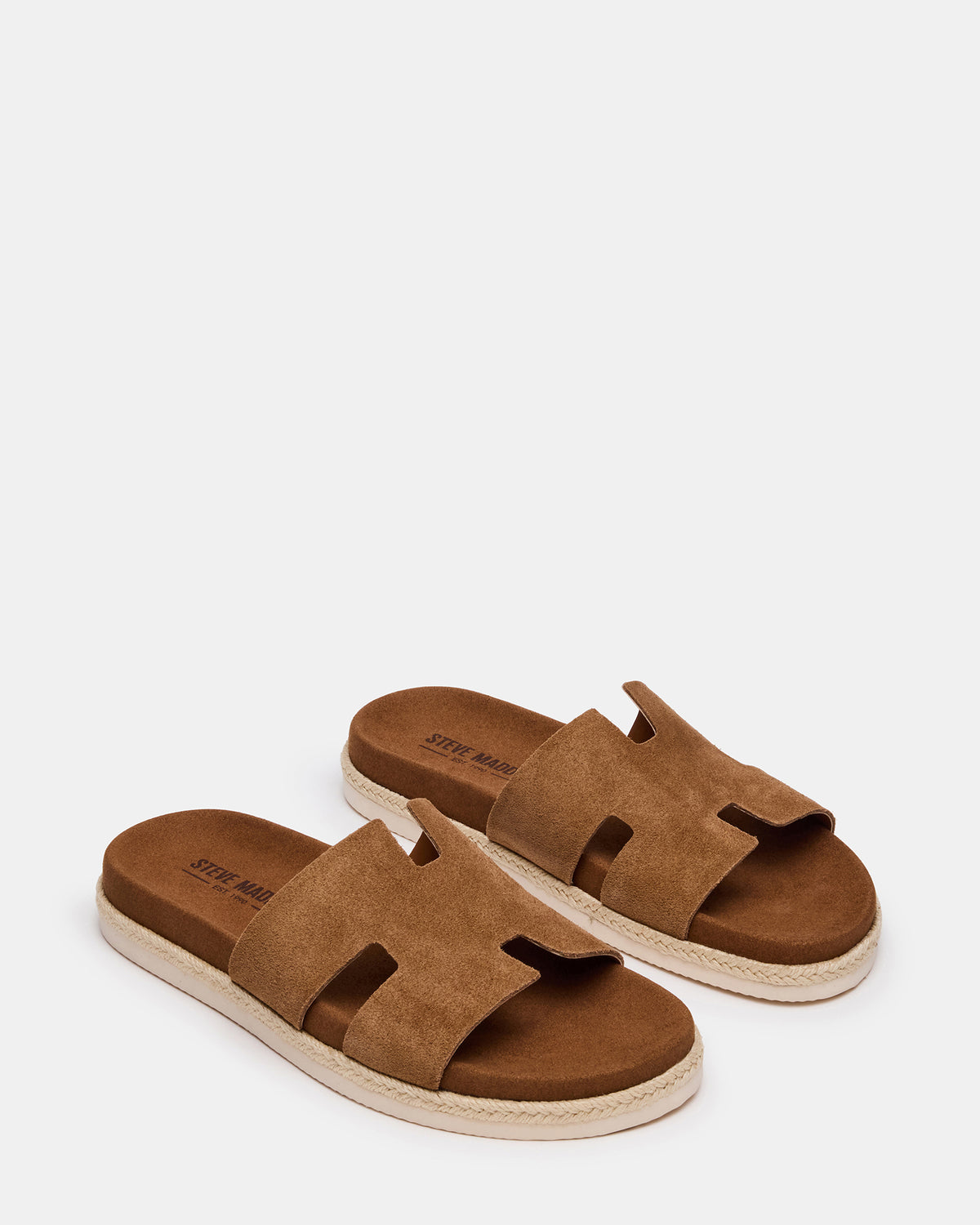 MERRICK Cognac Suede Footbed Slide Men's Sandal | Steve Madden
