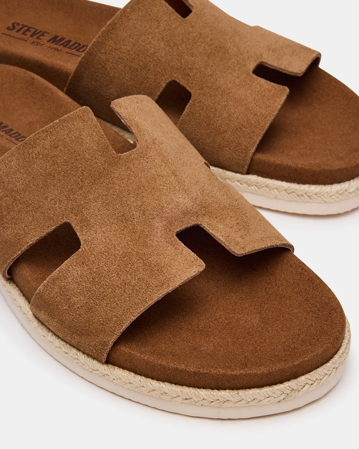 MERRICK Cognac Suede Footbed Slide Men's Sandal | Steve Madden