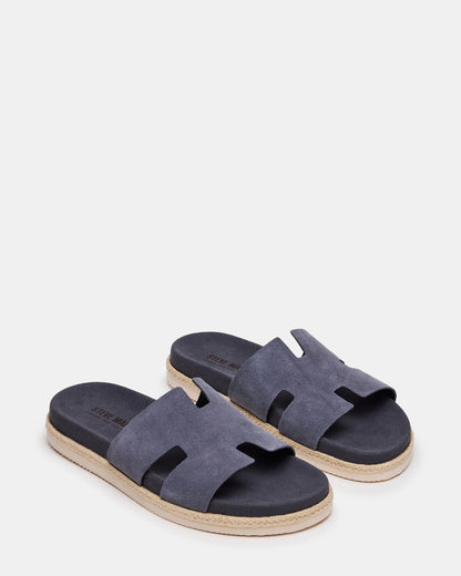 MERRICK Grey Suede Footbed Slide Men's Sandal | Steve Madden