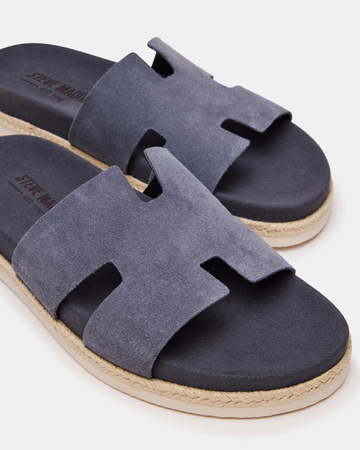 MERRICK Grey Suede Footbed Slide Men's Sandal | Steve Madden