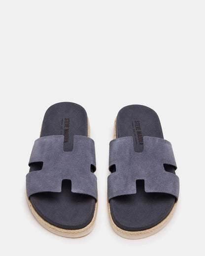 MERRICK Grey Suede Footbed Slide Men's Sandal | Steve Madden