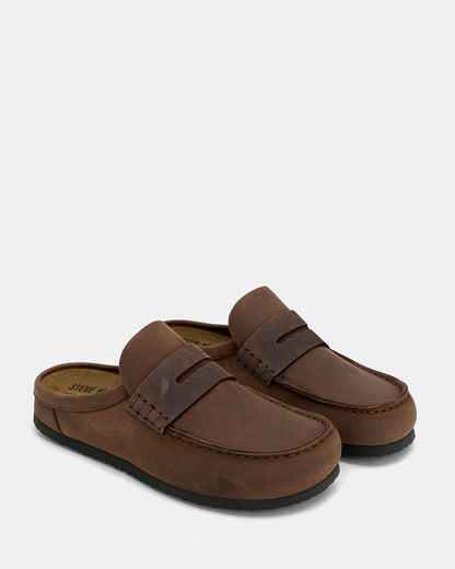 WYATT Brown Leather Slip-On Clog Men's Casual | Steve Madden