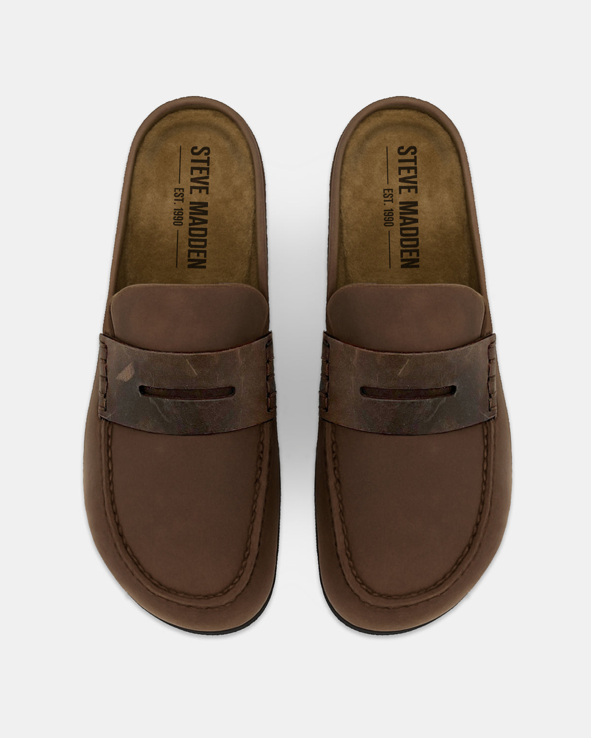 WYATT Brown Leather Slip-On Clog Men's Casual | Steve Madden