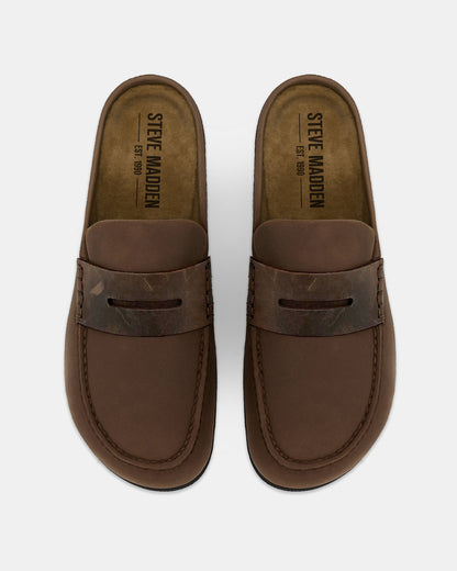 WYATT Brown Leather Slip-On Clog Men's Casual | Steve Madden