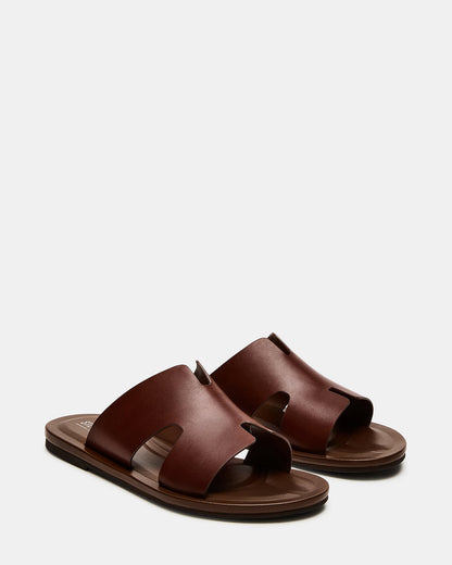 SPLASH Tan Leather Men's Flat Slip-On Sandal | Steve Madden