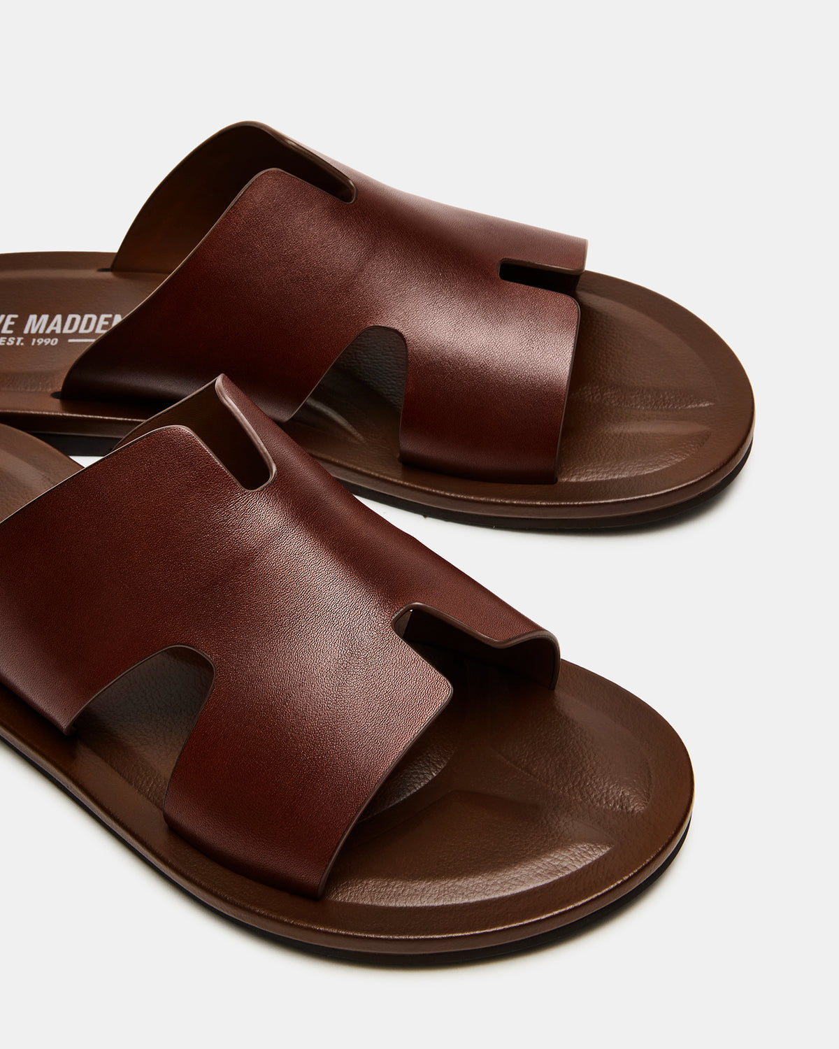 SPLASH Tan Leather Men's Flat Slip-On Sandal | Steve Madden