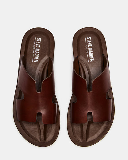 SPLASH Tan Leather Men's Flat Slip-On Sandal | Steve Madden