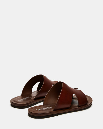 SPLASH Tan Leather Men's Flat Slip-On Sandal | Steve Madden