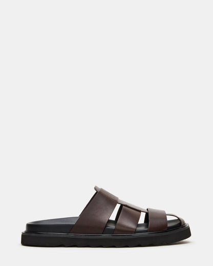 BLAZET Brown Leather Footbed Fisherman Men's Sandal | Steve Madden