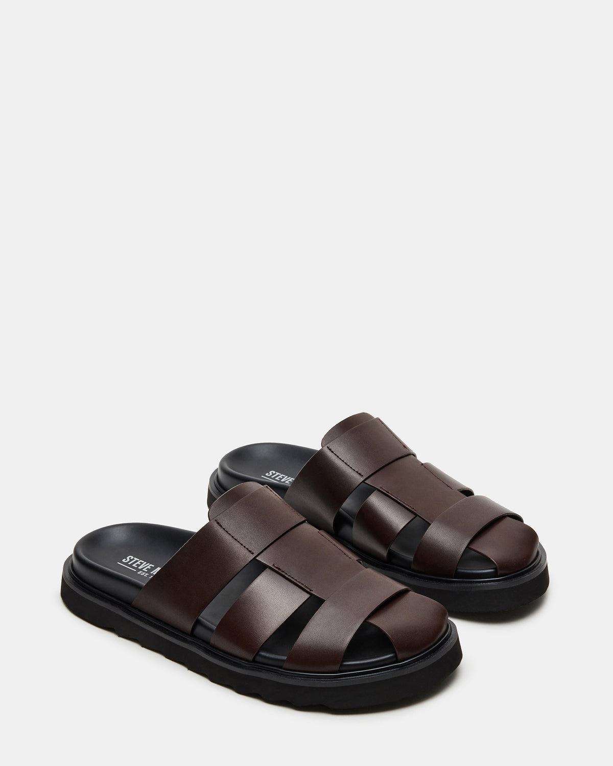 BLAZET Brown Leather Footbed Fisherman Men's Sandal | Steve Madden
