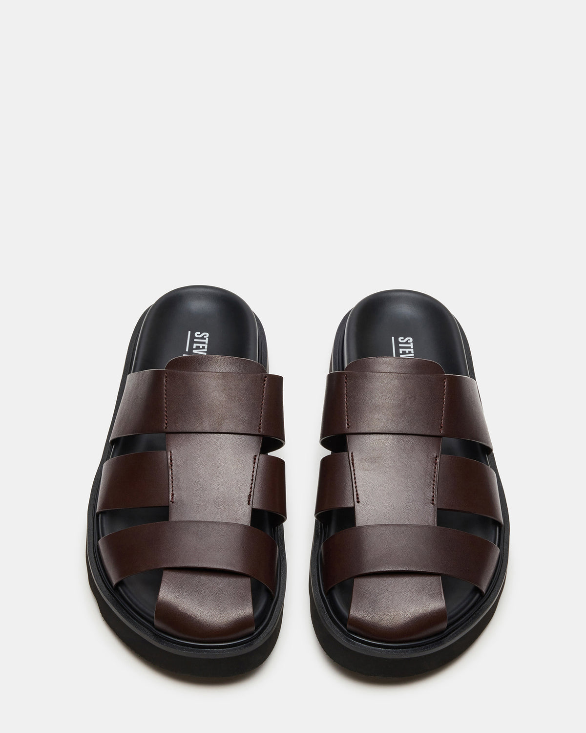 BLAZET Brown Leather Footbed Fisherman Men's Sandal | Steve Madden