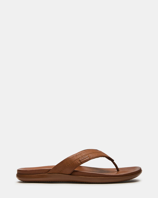 EMMETT Tan Leather Men's Thong Sandal | Steve Madden