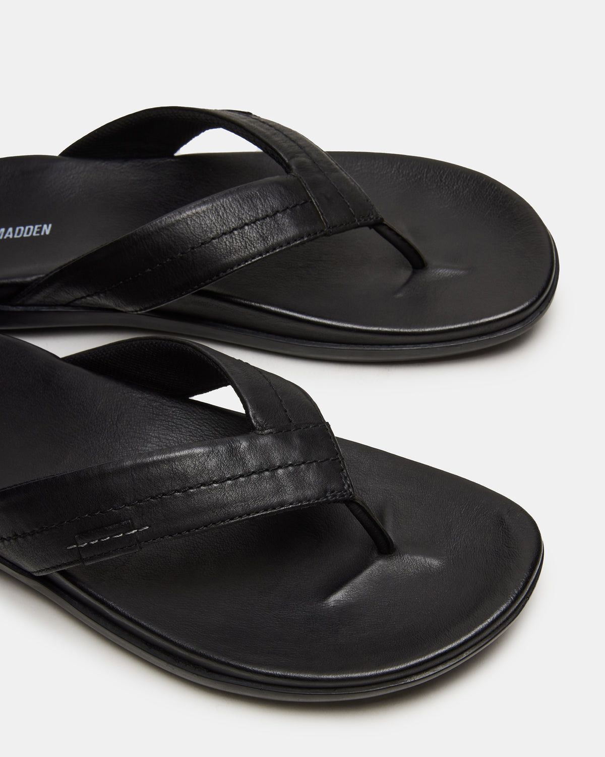 EMMETT Black Leather Men's Thong Sandal | Steve Madden