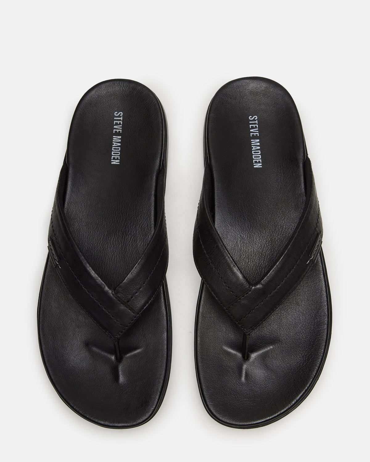 EMMETT Black Leather Men's Thong Sandal | Steve Madden
