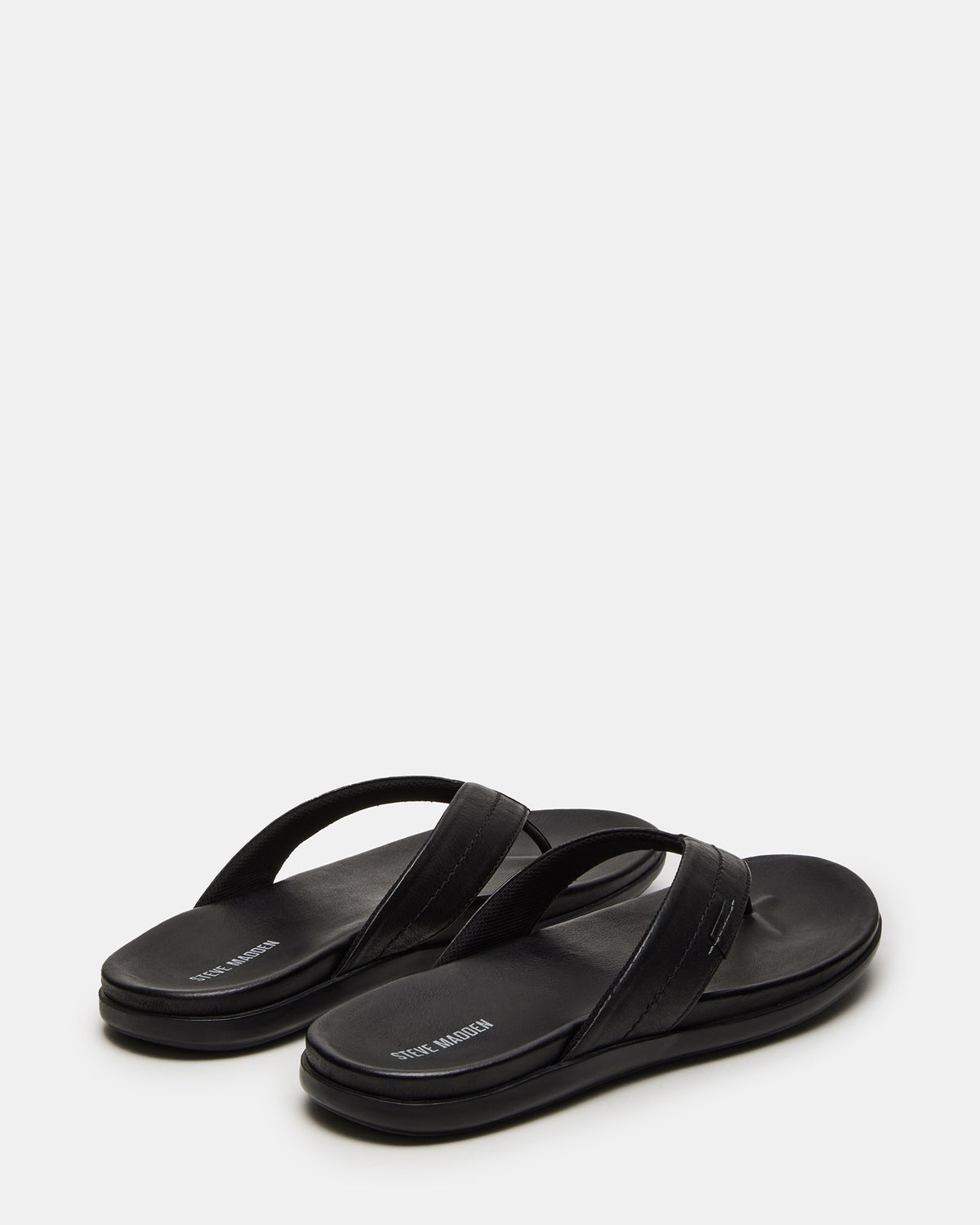 EMMETT Black Leather Men's Thong Sandal | Steve Madden