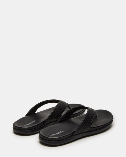 EMMETT Black Leather Men's Thong Sandal | Steve Madden