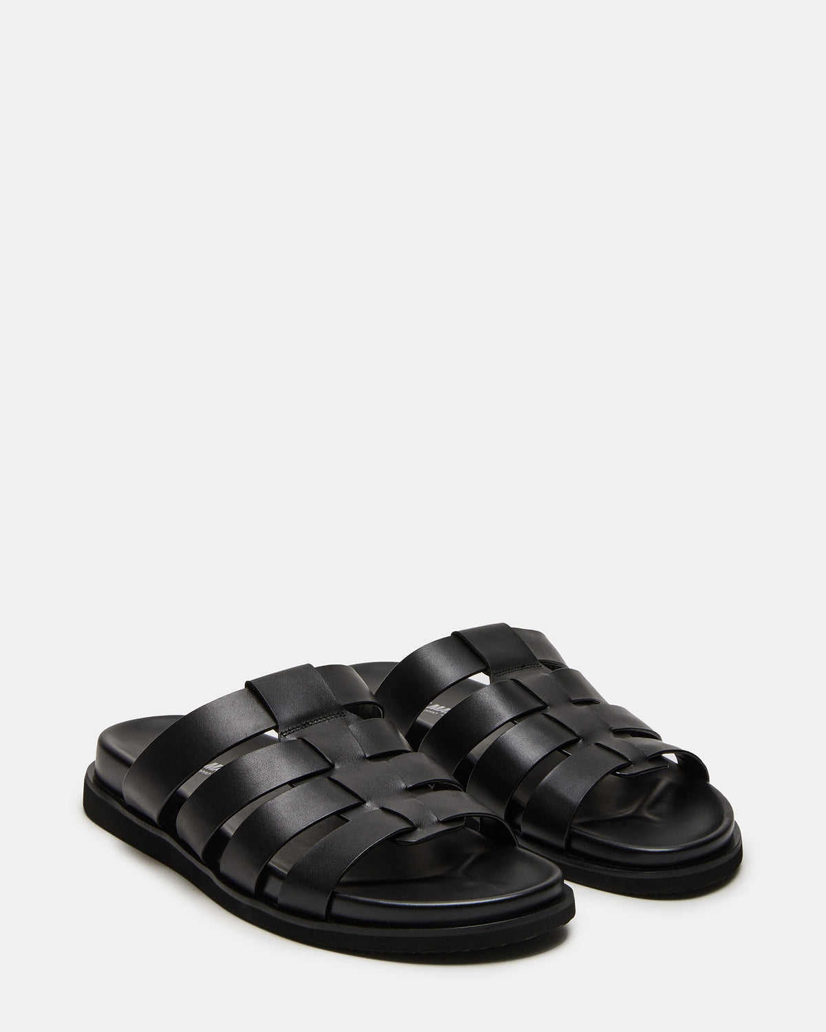 MARVYN Black Leather Men's Fisherman Slip-On Sandal | Steve Madden