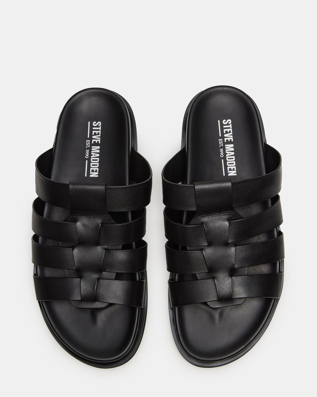 MARVYN Black Leather Men's Fisherman Slip-On Sandal | Steve Madden