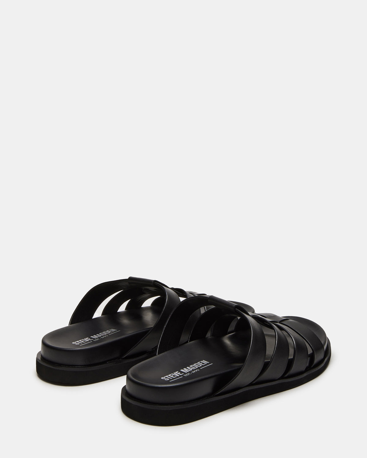 MARVYN Black Leather Men's Fisherman Slip-On Sandal | Steve Madden