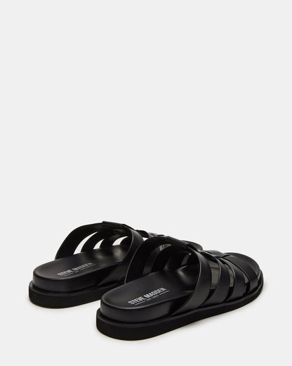MARVYN Black Leather Men's Fisherman Slip-On Sandal | Steve Madden