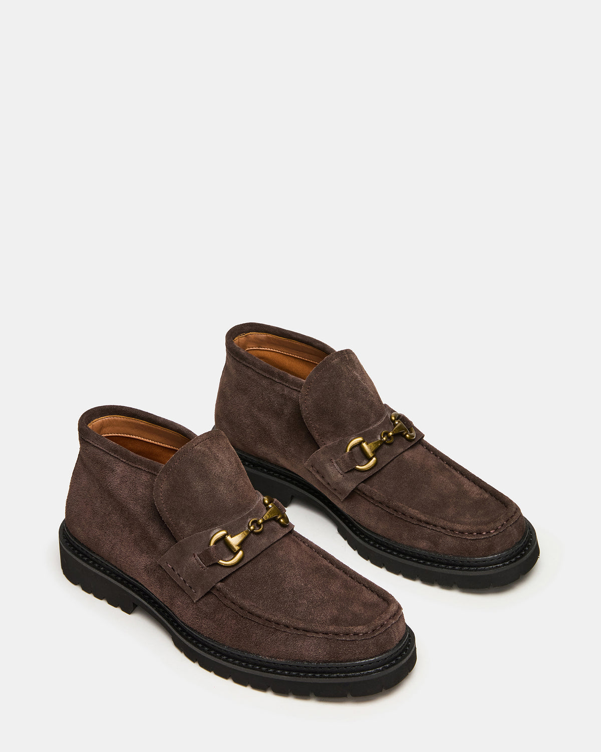 DEPUTY Chocolate Brown Suede Horsebit Moc Toe Men's Casual Ankle Boot | Steve Madden