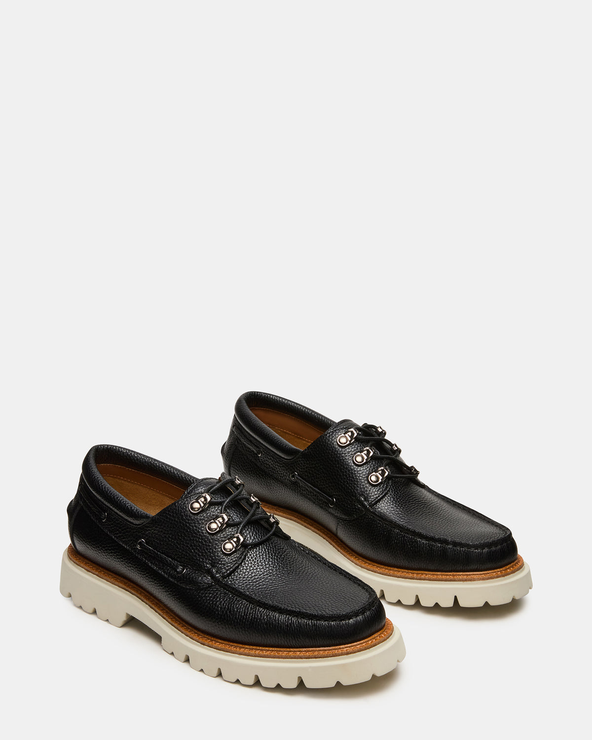 VICTOR Black Leather Slip-On Men's Casual Boat Shoe | Steve Madden