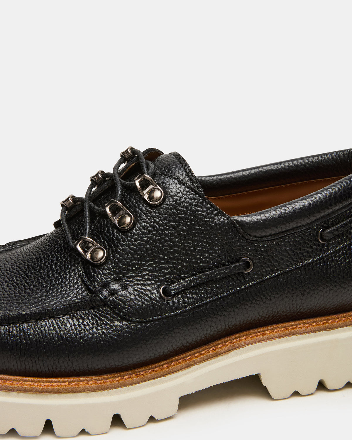 VICTOR Black Leather Slip-On Men's Casual Boat Shoe | Steve Madden