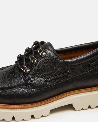 VICTOR Black Leather Slip-On Men's Casual Boat Shoe | Steve Madden