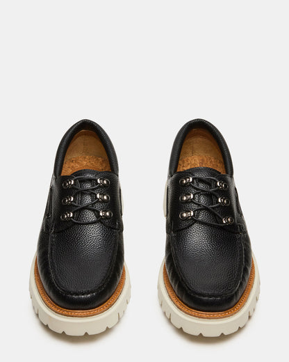 VICTOR Black Leather Slip-On Men's Casual Boat Shoe | Steve Madden