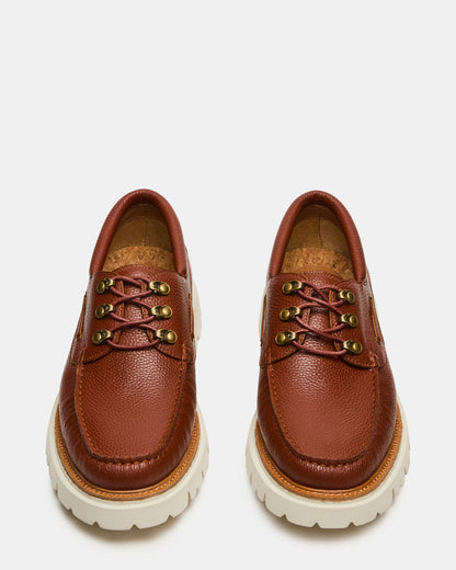 VICTOR Cognac Leather Slip-On Men's Casual Boat Shoe | Steve Madden