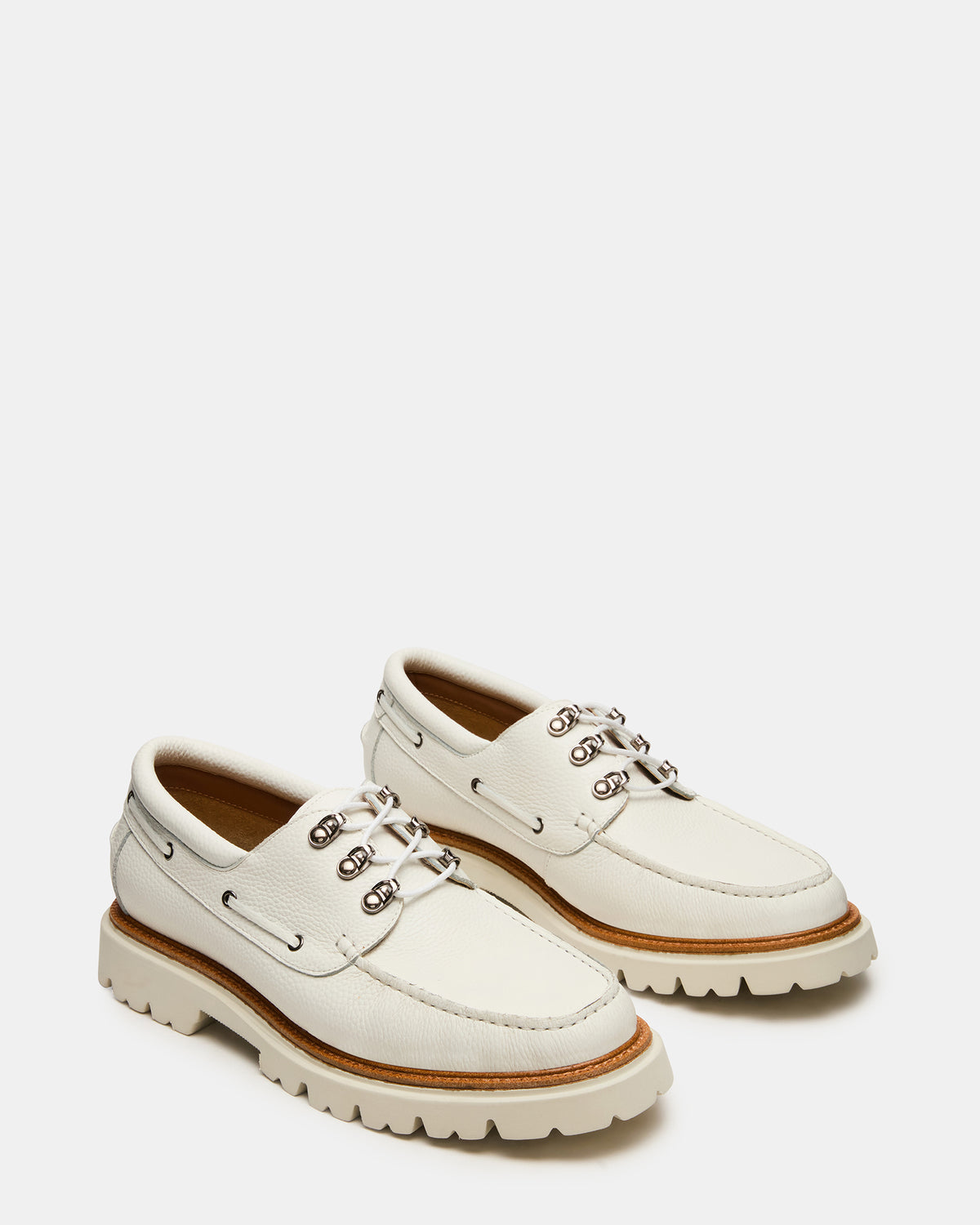 VICTOR White Leather Slip-On Men's Casual Boat Shoe | Steve Madden