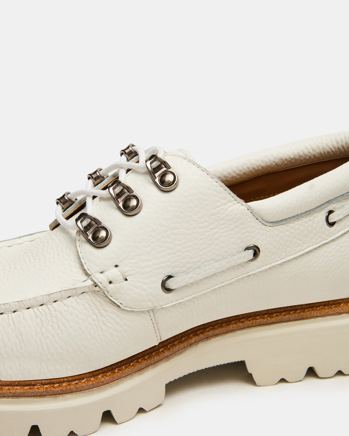 VICTOR White Leather Slip-On Men's Casual Boat Shoe | Steve Madden