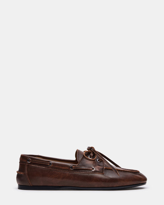 SCOUTT Brown Leather Slip-On Boat Men's Casual Shoe | Steve Madden