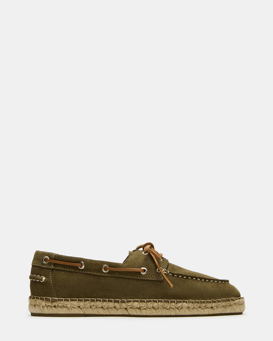 PANCHO Olive Suede Slip-On Espadrille Boat Shoe Men's Casual | Steve Madden